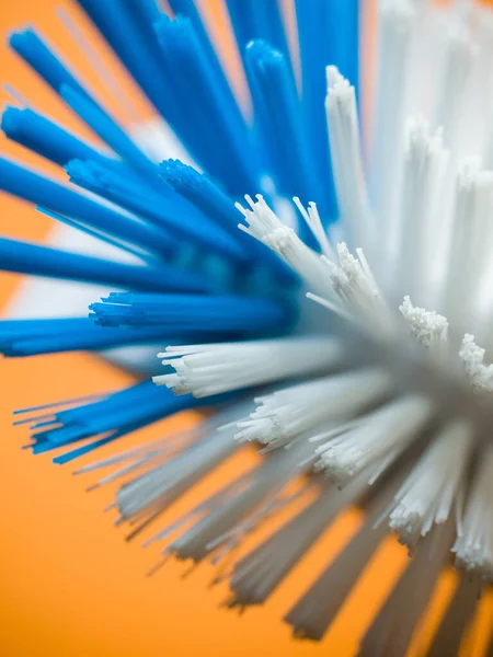 Vertical Closeup Shot Blue White Bristles Toilet Brush — Stock Photo, Image