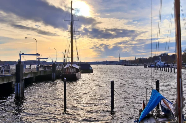 Киель Германия Ноября 2020 Красивый Вид Закат Порту Киля Балтийском — стоковое фото