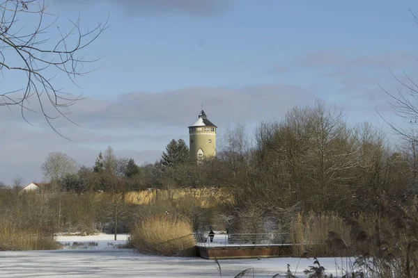 Heilbronn Alemania Noviembre 2020 Torre Agua Sobre Parque Invierno — Foto de Stock