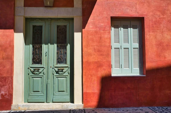 Façade Bel Immeuble Sur Île Grecque Symi — Photo