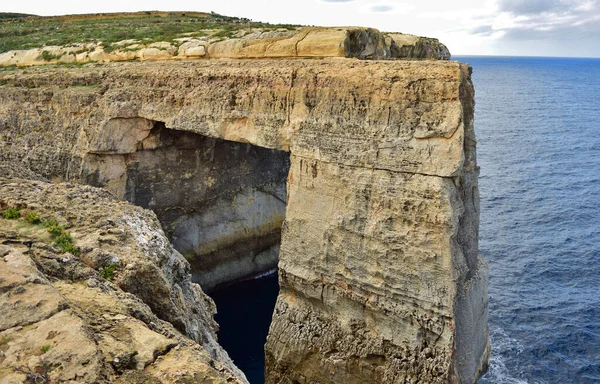 Arco Naturale Calcareo Wied Mielah Finestra Sull Isola Gozo Malta — Foto Stock