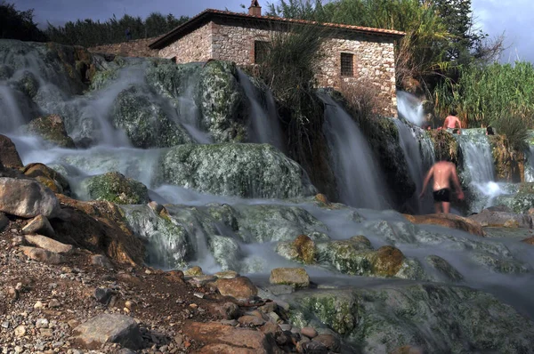 Water Falls Saturnia Hot Springs Toskany Italy Long Exposure — Stock Photo, Image