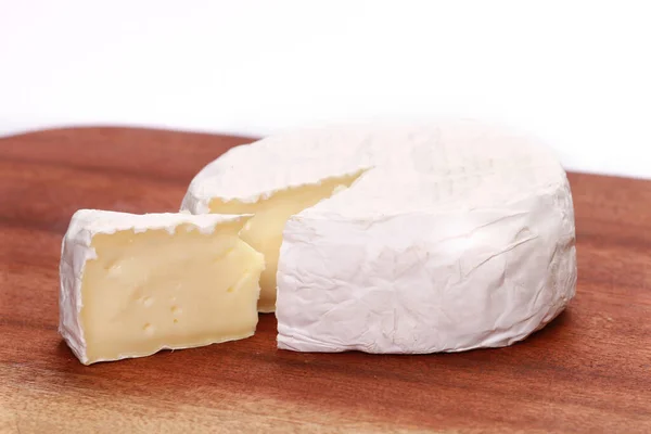 Cheese Slice Wooden Table — Stock Photo, Image