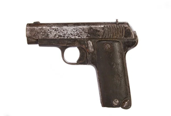 Eine Antike Pistole Auf Weißem Hintergrund — Stockfoto