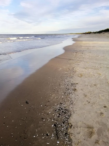 Вид Довгу Берегову Лінію Виспа Собешевська Гданськ Польща — стокове фото