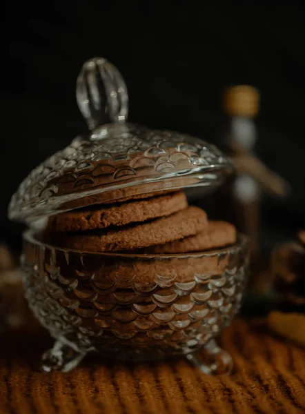 Vertical High Angle Shot Tasty Cookies Glass Jar — Stock Photo, Image