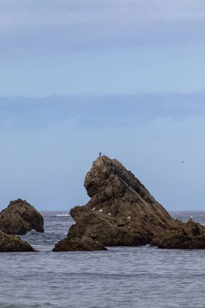 Uma Vista Panorâmica Praia Silêncio Playa Del Silencio Astúrias Espanha — Fotografia de Stock