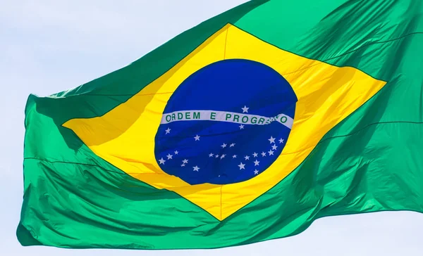 Hermoso Tiro Una Ondulada Bandera Brasil — Foto de Stock