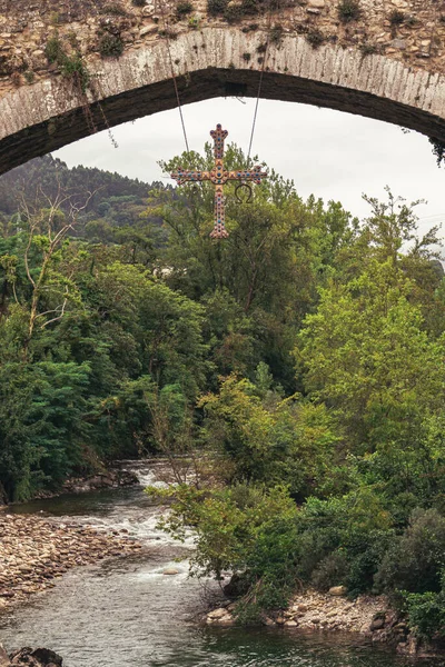 Antiguo Puente Piedra Romana Cangas Onis Asturias España —  Fotos de Stock