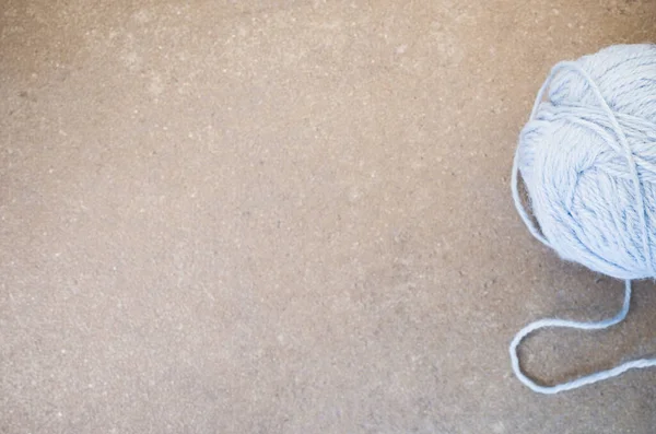 Top View Light Blue Yarn Rough Textured Surface Copy Space — Stock Photo, Image