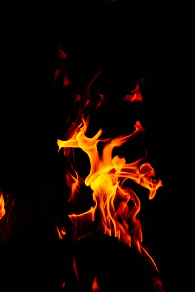 Vertical Shot Beautiful Burning Flames Night — Stock Photo, Image