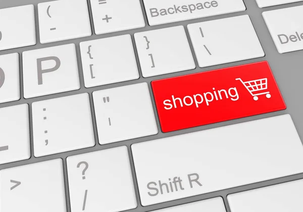 Een Speciale Shopping Knop Een Laptop Toetsenbord — Stockfoto