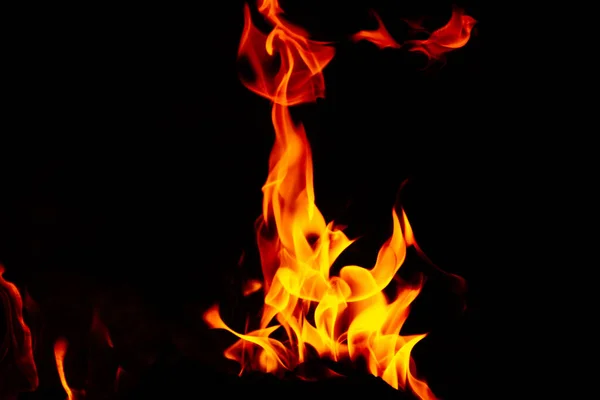 Closeup Shot Beautiful Burning Flames Night — Stock Photo, Image