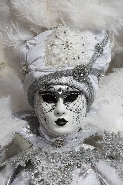 Female Beautiful Dress Traditional Venice Mask World Famous Carnival — Stock Photo, Image