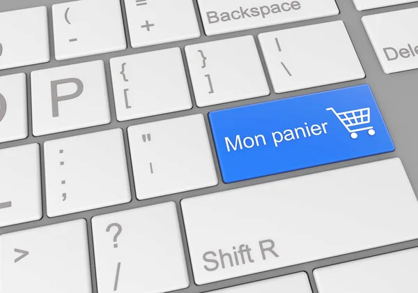 Special Button Mon Panier Laptop Keyboard — Stock Photo, Image