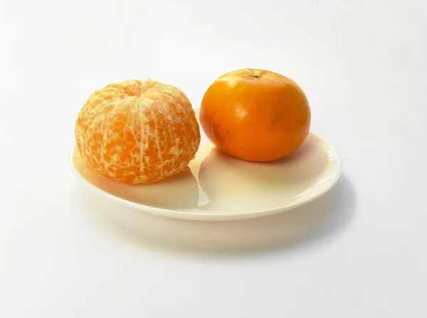 Primer Plano Jugosas Mandarinas Frescas Naranja Madura Cítricos Reticula Peladas — Foto de Stock