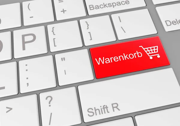 Ένα Ειδικό Κουμπί Warenkorb Ένα Πληκτρολόγιο Laptop — Φωτογραφία Αρχείου