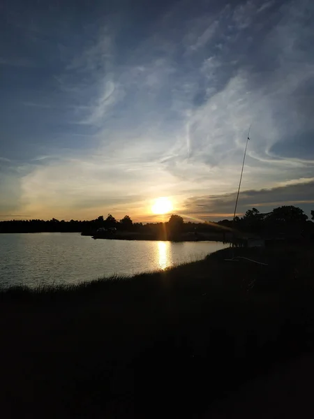 Banjarmaisn Indonesia Nov 2020 Beautifull Sunset Lake Banjarmasin Indonesia — Stock Photo, Image