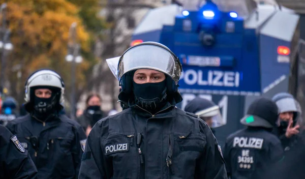 Berlin Germany Nov 2020 Demo Berlin Police Victory Column Corona — Stock Photo, Image