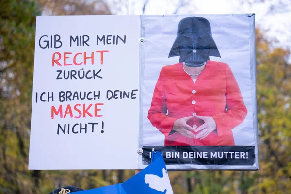 Berli Germany Kasım 2020 Corona Covid Yönetmeliğine Insan Haklarına Karşı — Stok fotoğraf