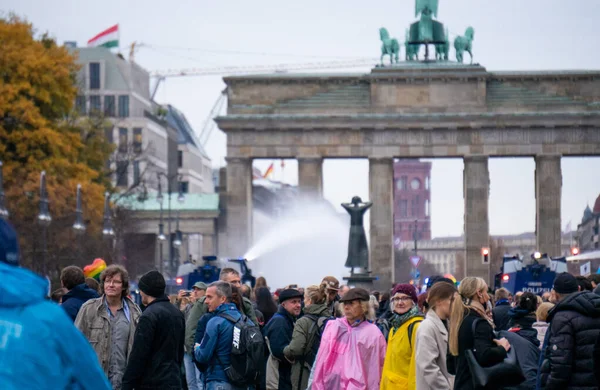 Berl Germany Nov 2020 Demo Berlin Police Victory Column Corona — Stock Photo, Image