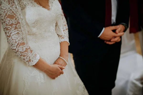 Primer Plano Una Novia Novio Durante Una Ceremonia Boda — Foto de Stock