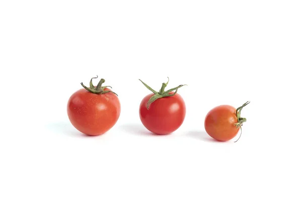 Closeup Shot Three Red Tomatoes Isolated White Background — Stock Photo, Image