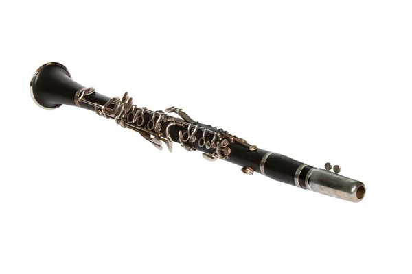 Clarinete Isolado Sobre Fundo Branco — Fotografia de Stock