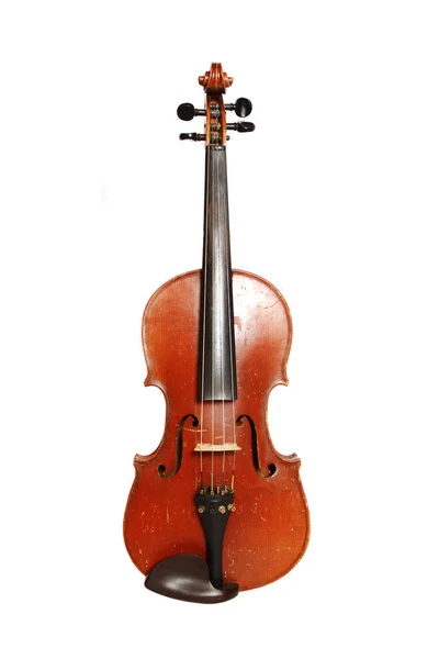 Tiro Vertical Violino Isolado Fundo Branco — Fotografia de Stock