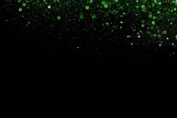 Closeup Shot Green Glitter Black Background — Fotografia de Stock