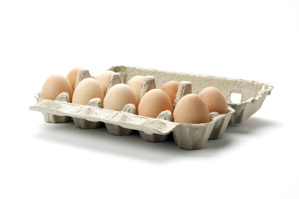 Pacote Ovos Galinha Isolados Fundo Branco — Fotografia de Stock