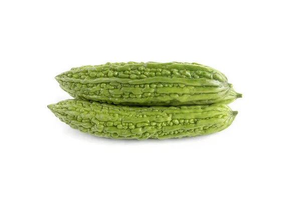 Groene Bittere Kalebassen Geïsoleerd Een Witte Achtergrond — Stockfoto