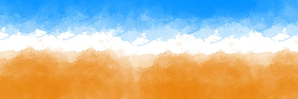 Een Illustratie Van Lichtblauwe Oranje Aquarelvlekken Een Witte Achtergrond — Stockfoto