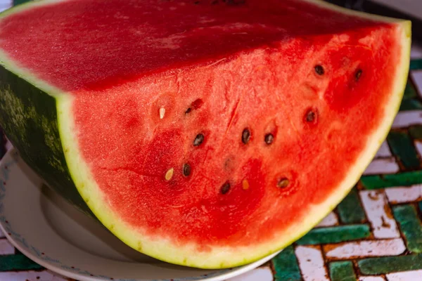 Closeup Shot Sliced Watermelon — Stock Photo, Image