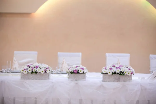 Closeup Table Set Wedding Reception — 图库照片