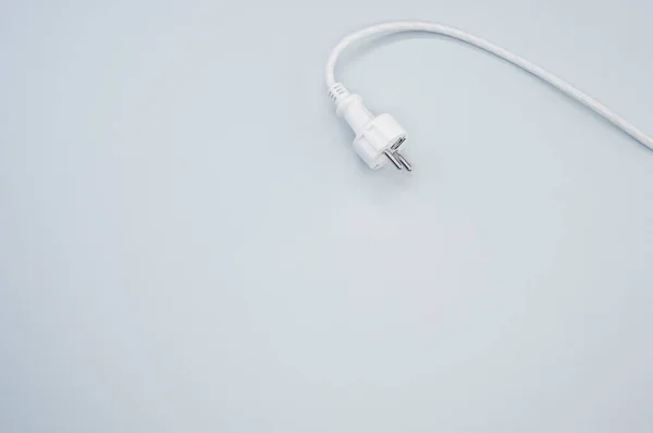 High Angle Shot White Electrical Plug Wire White Surface — Stock Photo, Image