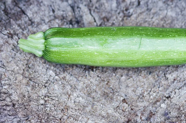 Eine Scharfe Aufnahme Einer Frischen Zucchini Auf Einer Rauen Oberfläche — Stockfoto