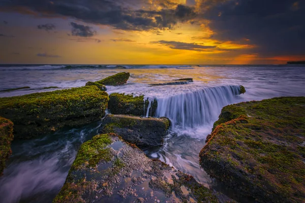 Uma Bela Foto Mar Pôr Sol — Fotografia de Stock