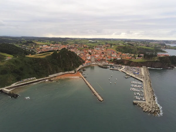 Vista Aérea Del Pueblo Costero Candas Asturias España —  Fotos de Stock