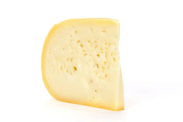 Ein Block Von Gelbem Köstlichem Käse Isoliert Auf Weißem Hintergrund — Stockfoto