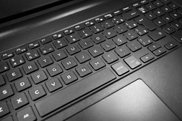 Nahaufnahme Einer Schwarzen Laptop Tastatur — Stockfoto