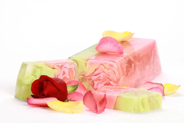 Bar Luxurious Rose Soap Isolated White Background — Stock Photo, Image