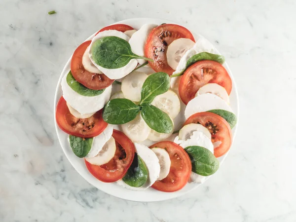 Top View Shot Delicious Caprese Salad — Stock Photo, Image