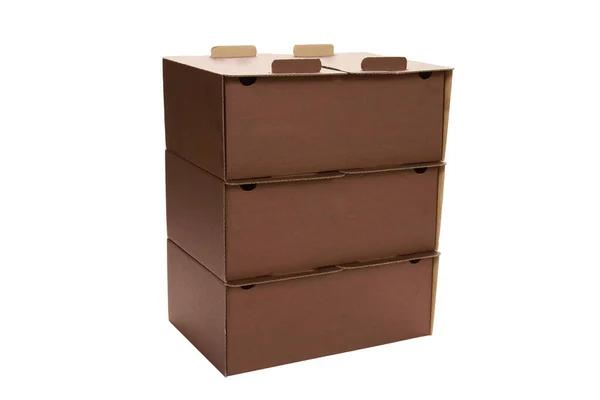 一个用白色背景隔开的褐色纸盒 — 图库照片