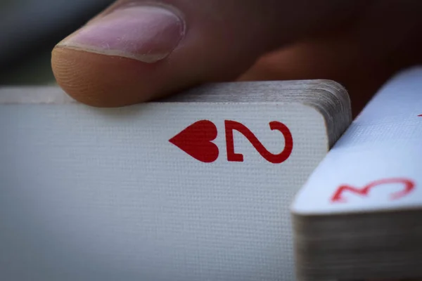 Selective Focus Shot Male Shuffling Cards — Stock Photo, Image