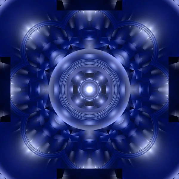 Una Ilustración Colores Azules Oscuros Brillantes Patrón Caleidoscopio Ideal Para — Foto de Stock