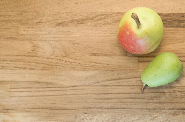 Top View Two Pears Wooden Surface — Stock Photo, Image