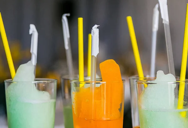 Closeup Shot Orange Green Welcome Drinks Party — Stock Photo, Image