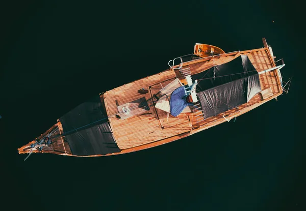 Воздушный Кадр Лодки Пляже — стоковое фото