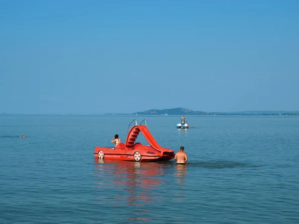 Red Pedal Boat Lake Balaton Hungary Summer — Stock Photo, Image